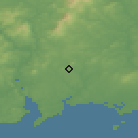 Shaded relief of the 49 km around Newbawn, drawn from the GMTED2010 grid