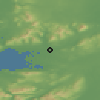 Shaded relief of the 48 km around Newport, drawn from the GMTED2010 grid