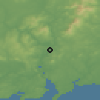 Shaded relief of the 49 km around New Ross, drawn from the GMTED2010 grid