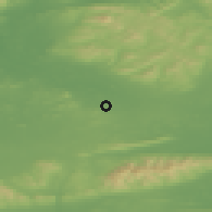 Shaded relief of the 49 km around Oola, drawn from the GMTED2010 grid