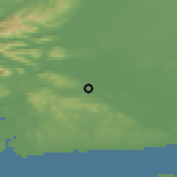 Shaded relief of the 48 km around Oughterard, drawn from the GMTED2010 grid