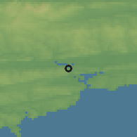 Shaded relief of the 49 km around Passage West, drawn from the GMTED2010 grid