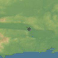 Shaded relief of the 49 km around Piltown, drawn from the GMTED2010 grid