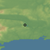 Shaded relief of the 49 km around Portlaw, drawn from the GMTED2010 grid