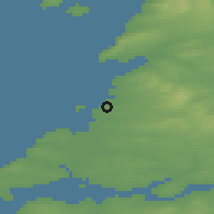 Shaded relief of the 48 km around Quilty, drawn from the GMTED2010 grid
