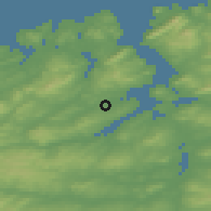 Shaded relief of the 47 km around Ramelton, drawn from the GMTED2010 grid