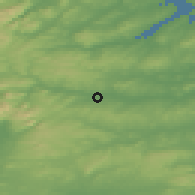 Shaded relief of the 48 km around Ballybofey, drawn from the GMTED2010 grid