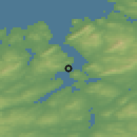 Shaded relief of the 47 km around Rathmullen, drawn from the GMTED2010 grid