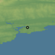 Shaded relief of the 49 km around Aghada-Farsid-Rostellan, drawn from the GMTED2010 grid