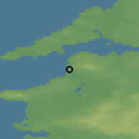 Shaded relief of the 49 km around Ballybunion, drawn from the GMTED2010 grid