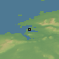 Shaded relief of the 48 km around Rosses Point, drawn from the GMTED2010 grid