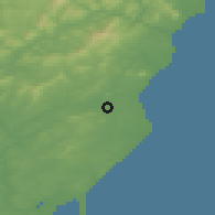 Shaded relief of the 49 km around Ballycanew, drawn from the GMTED2010 grid
