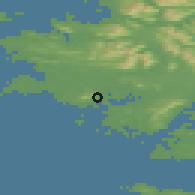 Shaded relief of the 48 km around Roundstone, drawn from the GMTED2010 grid