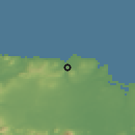 Shaded relief of the 48 km around Ballycastle, drawn from the GMTED2010 grid
