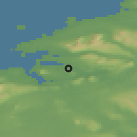 Shaded relief of the 48 km around Sligo, drawn from the GMTED2010 grid