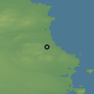 Shaded relief of the 48 km around Stamullen, drawn from the GMTED2010 grid