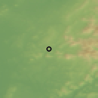 Shaded relief of the 48 km around Stratford, drawn from the GMTED2010 grid