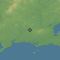 Shaded relief of the 49 km around Taghmon, drawn from the GMTED2010 grid