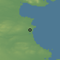 Shaded relief of the 48 km around Termonfeckin, drawn from the GMTED2010 grid