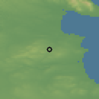 Shaded relief of the 48 km around Tinure, drawn from the GMTED2010 grid
