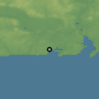 Shaded relief of the 49 km around Tramore, drawn from the GMTED2010 grid