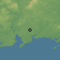 Shaded relief of the 49 km around Ballycullane, drawn from the GMTED2010 grid