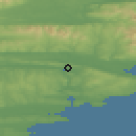 Shaded relief of the 49 km around Villierstown, drawn from the GMTED2010 grid