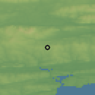 Shaded relief of the 49 km around Watergrasshill, drawn from the GMTED2010 grid
