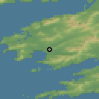 Shaded relief of the 49 km around Waterville-Spunkane, drawn from the GMTED2010 grid