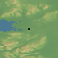 Shaded relief of the 48 km around Westport, drawn from the GMTED2010 grid