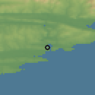 Shaded relief of the 49 km around Youghal, drawn from the GMTED2010 grid