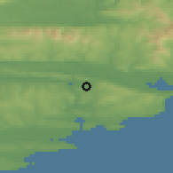 Shaded relief of the 49 km around Aglish, drawn from the GMTED2010 grid