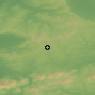 Shaded relief of the 49 km around Ballydesmond, drawn from the GMTED2010 grid