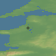 Shaded relief of the 49 km around Ballyduff, drawn from the GMTED2010 grid