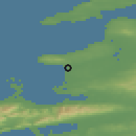 Shaded relief of the 49 km around Ballyheigue, drawn from the GMTED2010 grid