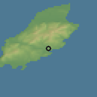 Shaded relief of the 48 km around Douglas, drawn from the GMTED2010 grid