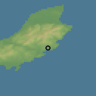 Shaded relief of the 48 km around Onchan, drawn from the GMTED2010 grid
