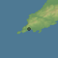 Shaded relief of the 48 km around Port Erin, drawn from the GMTED2010 grid