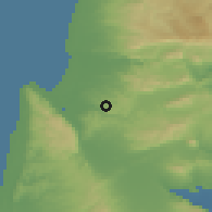 Shaded relief of the 56 km around Adi, drawn from the GMTED2010 grid