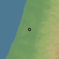 Shaded relief of the 56 km around Kefar Sava, drawn from the GMTED2010 grid