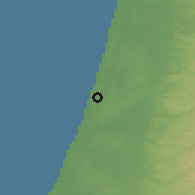 Shaded relief of the 56 km around Kefar Shemaryahu, drawn from the GMTED2010 grid