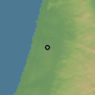 Shaded relief of the 56 km around Kefar Yona, drawn from the GMTED2010 grid