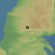 Shaded relief of the 55 km around Kisra-Sumei, drawn from the GMTED2010 grid