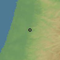 Shaded relief of the 56 km around Kokhav Ya'ir, drawn from the GMTED2010 grid