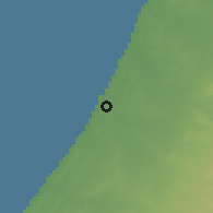 Shaded relief of the 56 km around Ashdod, drawn from the GMTED2010 grid