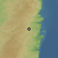 Shaded relief of the 56 km around Ma'ale Adummim, drawn from the GMTED2010 grid