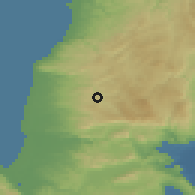 Shaded relief of the 55 km around Ma'alot-Tarshiẖa, drawn from the GMTED2010 grid