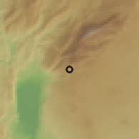 Shaded relief of the 55 km around Majdal Shams, drawn from the GMTED2010 grid