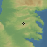 Shaded relief of the 56 km around Mashhed, drawn from the GMTED2010 grid