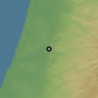 Shaded relief of the 56 km around Mattan, drawn from the GMTED2010 grid